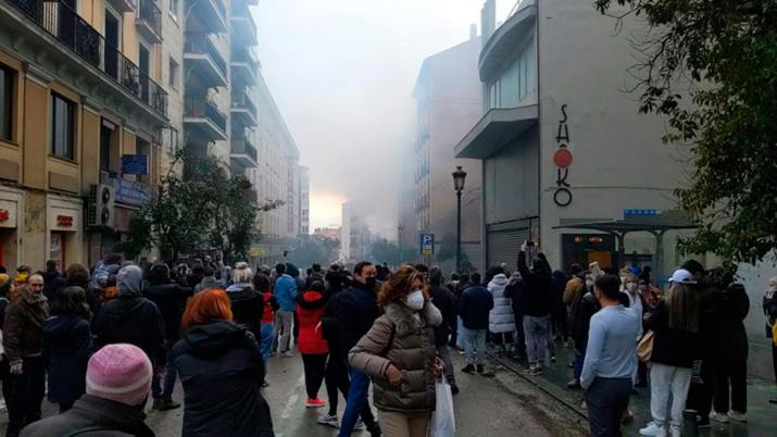 Impactantes imágenes de la explosión del edificio en Madrid