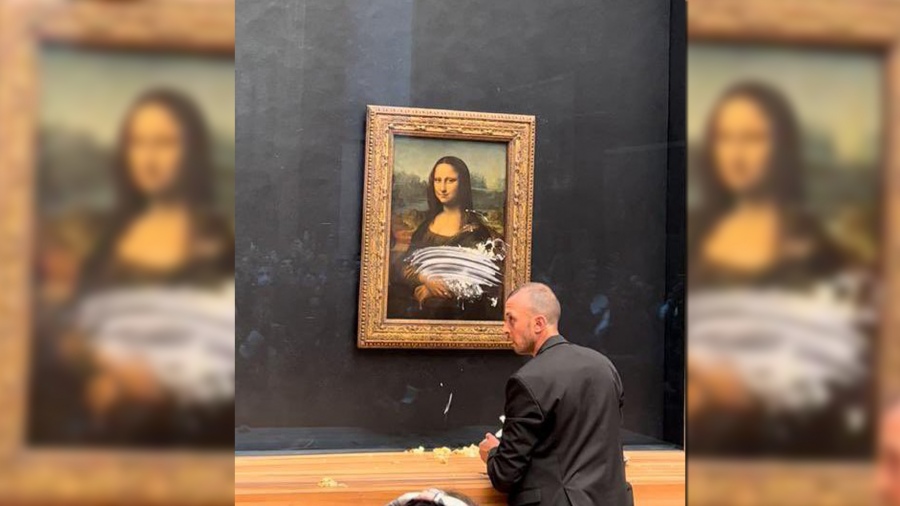 Atacaron a “La Gioconda”: un visitante le arrojó un trozo de torta a la obra más famosa del mundo