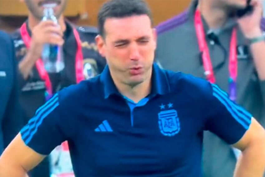 El llanto de Lionel Scaloni tras la obtención de la Copa del Mundo de Argentina