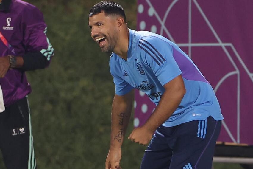 El Kun Agüero se sumó al entrenamiento de la Selección y se robó las miradas