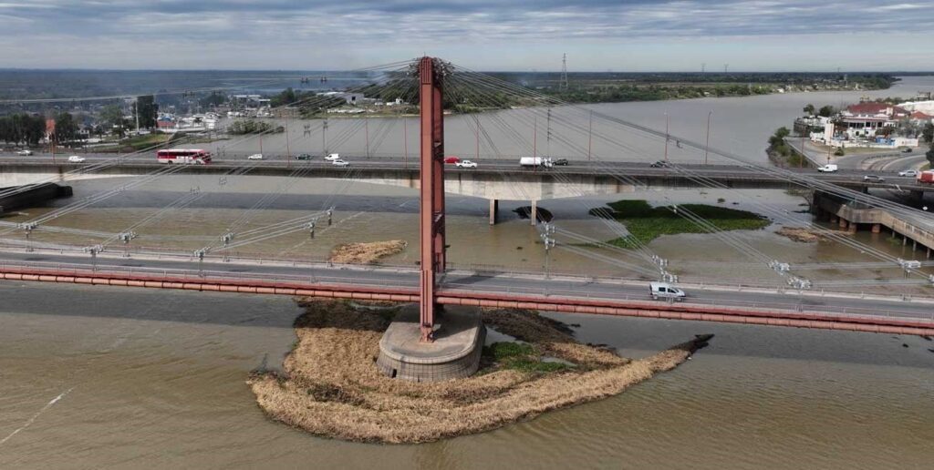 Importante vegetación acuática se estacionó en el Puente Colgante