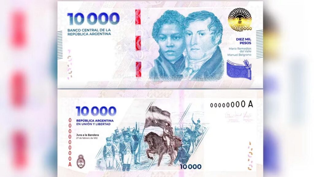 Comenzó a circular el billete de $10.000