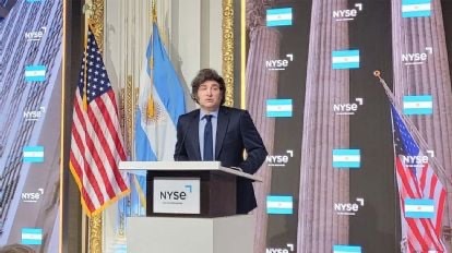 Milei tocó la campana y habló ante inversores en Wall Street